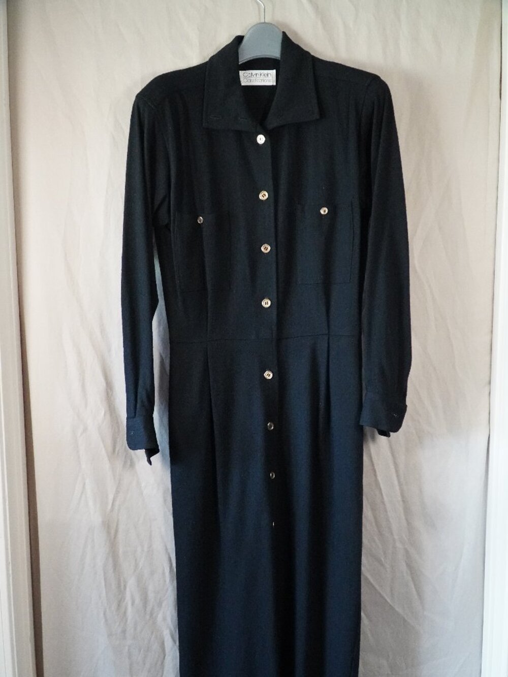 Vintage Calvin Klein black wool dress